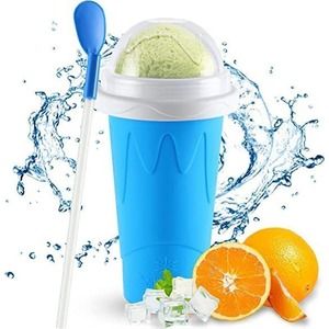 Slushy Maker Cup Portable and Double Layer Ice Cream Slushie Maker (Blue)